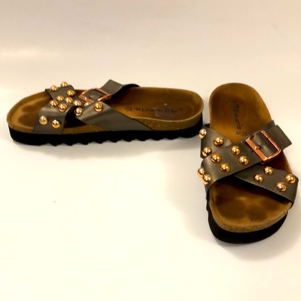 Tamaris 40 Sandal Leather Bronze Studded Adjustable straps Excellent Condition